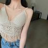 Camisola tejida para mujer, diseño con sentido del estilo, ropa exterior playera, hermosa espalda con cuello colgante, top de encaje con almohadillas para el pecho para mujer