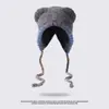 Bonito Gorro de Lana Pequeño Estilo Coreano para Mujer en Otoño e Invierno Cálido Correa Tejido Gorro Protector para Orejas Versátil Gorro de Punto Lei Feng