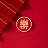 Ano Novo Chinês Fundo Vermelho Criativo Boa Sorte Festivo Broche Cabelo Girefu Metal Emblema Pin Acessórios Atacado