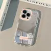 Conejo con Pajarita Adecuado para iPhone 17 Pro Max Funda de Espejo para Teléfono Aceite 1615 Dibujos Animados 14 Piezas para Apple 13 Pro