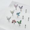 F136 Liga de Titânio Flash Multicolor Zircão Brincos Borboleta Rosca Interna Osso Da Orelha Unha Orelha Unha Punção Jóias Brincos