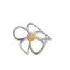 Anillo Abierto Lele Jewelry Estilo Europeo y Americano Acero Inoxidable Combinación de Colores Dorado y Plateado Flores Caladas Diseño de Nicho Versátil y de Moda