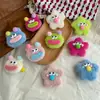 Anillo de pelo de peluche para niños, bola de pelo de colores para niñas, cuerda de pelo elástica de dibujos animados, lindo oso, conejo, cuerda de pelo