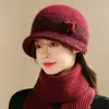 Chapéu de inverno para mulheres, mães e avós, chapéu de lã tricotado com forro de fleece, chapéu de aba larga para mulheres de meia-idade e idosas, projetado para aquecimento e proteção contra o frio