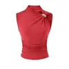 Modelo A1038 28, Colete Decorado em Metal Preto, Vermelho e Café Escuro, Marca Estilo Europeu e Americano Hottie Sexy Poliéster