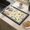 Alfombrilla de drenaje para cocina vintage, alfombrilla para secar vajilla y control de agua, alfombrilla antideslizante para encimera, aislante térmico de tierra de diatomeas, posavasos absorbente