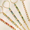 Mili Pulseira de Corrente para Dedo Quadrada Dopamina Zircônia Aço Inoxidável Empilhável Transfronteiriça Personalizada Joia Feminina Simples de Luxo Leve