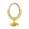 Espejo de Mesa Giratorio Redondo Ovalado de Doble Cara, Espejo de Tocador de Escritorio Vintage Imitación Oro y Plata, Espejo de Maquillaje con Lente de Mesa