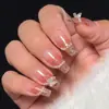 Unhas Vestíveis Transfronteiriças na Cor Nude, Iluminadoras e Brilhantes, Arte de Unha Removível, Unhas Postiças, Semi-Feitas à Mão, 24 Peças, Pérola Blush