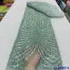 Vestido Estilo Francês com Bordado Floral Tridimensional Robusto, Tecido de Renda para Casamento, Tecido de Renda com Lantejoulas para Noivas