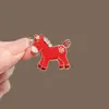 Broche de Pônei do Zodíaco Vermelho para o Ano de Nascimento, Alfinete de Moda Feminina de Alto Padrão, Broche Criativo, Acessório de Roupa