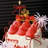 Decoración para Pastel de Feliz Año Nuevo 2026 Fuegos Artificiales Acrílico Topper Nochevieja Moño Inserto para Velas Accesorios