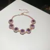 Pulsera de Zircón Morado Manta Perla Rosa, Pulsera Estilo Moda Retro Francés, Joyería de Lujo Ligero y de Alta Gama