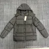 C.P. Transfronteiriço Novo Estilo Tricô Patchwork Lã Moda Inverno Masculina Marca Jaqueta de Penas com Capuz e Zíper, Penas de Pato Branco