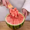 Ferramenta de corte de manga, colher de frutas multifuncional de aço inoxidável, ferramenta tudo-em-um para cortar, picar e descascar melancia e melão