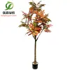 Simulación transfronteriza adornos de plantas verdes olivo flor artificial plantación árbol de camelia laca limón naranja planta en maceta