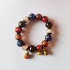 Pulsera retro de esmalte gris fragante hecha a mano, pulsera Duobao de esmalte Fucai, pulsera de cuentas de transbordo de bestia de oro tragado