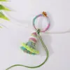 8cm Nudo de Diamante Colorido Borla Corta Estilo Antiguo Hanfu Accesorio Colgante DIY Hecho a Mano Tejido Bolsita Colgante de Abanico