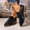 Zapatos Casuales Slip-On Estilo Retro para Mujer 2025 Primavera y Otoño Nueva Moda Versátiles de Punta Puntiaguda Boca Profunda con Tacón Grueso para Mujer