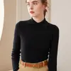 Suéter de Cachemir con Cuello Polo para Mujer Otoño e Invierno Nueva Moda Delgado Camiseta Interior de Punto de Cachemir de Manga Larga Camiseta Básica