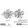 Brincos de Aço Inoxidável Titânio Pétalas de Flor Zircônia Que Não Desbotam Femininos Luxo Acessível Europeu e Americano Brincos de Alta Qualidade