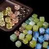 Acessórios de joias com contas de cubo de cristal natural, contas quadradas de cristal branco e água-marinha com furos, materiais para miçangas DIY atacado