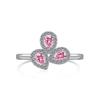 Anel de prata transfronteiriço Hot S925 Nicho feminino High-end Sense Fresh Princess Pink Diamond Anel de borboleta em forma de coração Jóias
