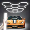 Lámpara Colgante con Soporte Integrado LED Panal Hexagonal Luz para Lavado de Autos Luz de 5 Agujeros para Wrap de Autos Belleza Iluminación de Estación de Trabajo en Garaje
