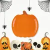 Prato de Papel Formato Abóbora Halloween Especial para Festa Prato Descartável Conjunto de Suprimentos para Festa de Feriado Prato de Jantar Decorativo