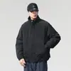Jaqueta Masculina de Outono e Inverno de Alta Qualidade, Solta, com Gola Alta, Design Moderno, Algodão Grosso Quente, à Prova de Vento, Jaqueta Casual