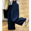 Pantalones Anchos de Lino Estilo Japonés de Nueve Puntos para Mujer, Novedad Verano 2026 de Cintura Alta, Pierna Recta Holgada, para Bajitas, Casual Relajado