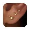 Superventas Transfronterizos Europeos y Americanos, Pendientes Mini Estrella de Mar Pétalo Chapados en Oro de 14K de Latón para Mujer, Pendientes de Estilo de Lujo Ligero de Nicho