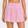 Falda de Tenis Nueva Transfronteriza para Mujer Verano Blanca Falda Tutú de Malla Correr Fitness Deportes Falda de Bádminton