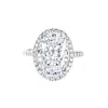 Anillo de Plata de Ley S925 de Colorido Gema Corte Flor de Hielo Tamaño Extra Grande Forma de Huevo de Paloma para Mujer, Anillo Brillante en Forma de Huevo de Diamante de Alto Carbono