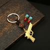 Llavero Colgante de Pistola Dorada de Latón para Coche, Bolso para Hombre y Mujer, Moda Nacional, Colgante Vintage, Artesanías de Calabaza para Dinero de Cinco Emperadores