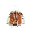 Bolsa Balde Portátil da Moda Estilo Coreano, Bolsa de Ombro Cruzada Casual Leve de Nylon, Mochila Multifuncional Tendência Color-Blocking