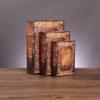 Adornos decorativos de libros retro de estilo europeo, libro falso de cuero, caja para teléfono móvil, accesorio para fotografía, modelo de libro