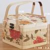 Cesta de bambú hexagonal impresa, portátil, para pastel de luna, zongzi, caja de regalo vacía, caja de comida, caja de regalo de cangrejo, cesta de bambú tejida, caja de regalo acompañada