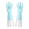 Guantes cómodos para lavar platos en el hogar, Longitud extendida, Cocina para mujer, Forrados con vellón, Látex de goma engrosado, Goma plástica impermeable, Duraderos