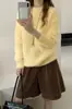 Toma real: Suéter de punto mullido de cuello redondo, corte holgado, simple y versátil, para otoño/invierno 2026 en Corea, para usar en capas