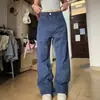 Jeans de trabajo retro azul americano, estilo trendy de la Costa Oeste, vibra high-street, corte holgado, adelgazantes, pantalones de pierna recta
