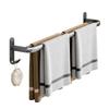 Gris plomo Toallero sin perforaciones Espacio de aluminio espacial Lujoso ligero Colgador Estante de baño Inodoro Barra toallera de doble polo