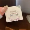 Brincos de flor com laço de fita rosa, conjunto de três peças para mulheres, pino de prata, delicados e doces, adequados para uso diário, brincos versáteis
