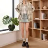 Camisas de Cuadros Nuevas Seleccionadas Cuidadosamente para Primavera y Verano para Mujer, Camisas de Manga Larga Retro Estilo Coreano de Corte Holgado, Tops Casuales Versátiles
