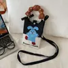 Novo design de nicho bonito dos desenhos animados Mini malha saco do telefone móvel All-match pequeno portátil Commuter Crossbody pequeno saco quadrado