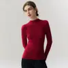 Suéter de Cachemira sin Costuras de una Pieza con Cuello Medio Alto para Mujer, Corte Ajustado, Favorecedor, Tejido de Punto, Otoño/Invierno, Base de Canalé