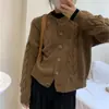 Nuevo Abrigo Suéter de Punto Grueso con Trenzas Estilo Coreano Otoño e Invierno Estilo Perezoso Suave Pegajoso Holgado Cardigan de Punto Versátil para Mujer