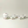 Cuenco de Porcelana Blanca de Pared Delgada de Tres Piezas con Tapa de las Dinastías Tang y Song para Uso Doméstico, Juego de Té Kung Fu de Tamaño Grande, Juego de Tazas de Té de Cerámica Estilo Chino Tradicional