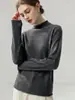 Suéter de cashmere para bebê para mulheres, 100% cashmere, com bainha enrolada, gola semi-alta, malha sem costura, perfeito como camada base ou top interno