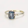 Anel Quadrado de Cristal Zircônia Micro-Incustado Estilo Novo Transfronteiriço, Elegância Doce Francesa, Anel para Dedo Indicador, Joias da Moda Atacado